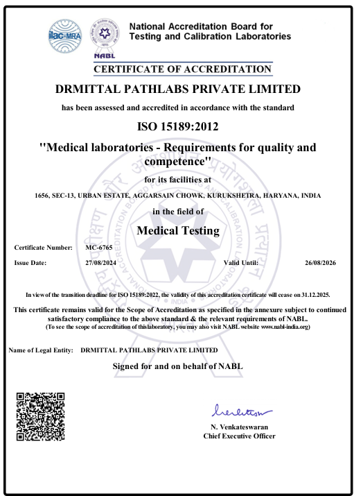 NABL ISO 15189:2012 Accreditation - Dr. Mittal Path Lab